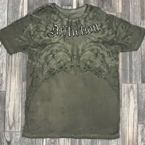 🔥☠️ Y2K AFFLICTION Los Angeles all over print Graphic Tee Men’s 2XL - PERFECT - Picture 2 of 13